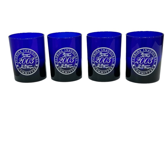 2003 FLORIDA INAUGURAL COMMITTEE FOR BUSH/BROGAN BLUE GLASSES - SET OF 4 - Picture 2 of 6